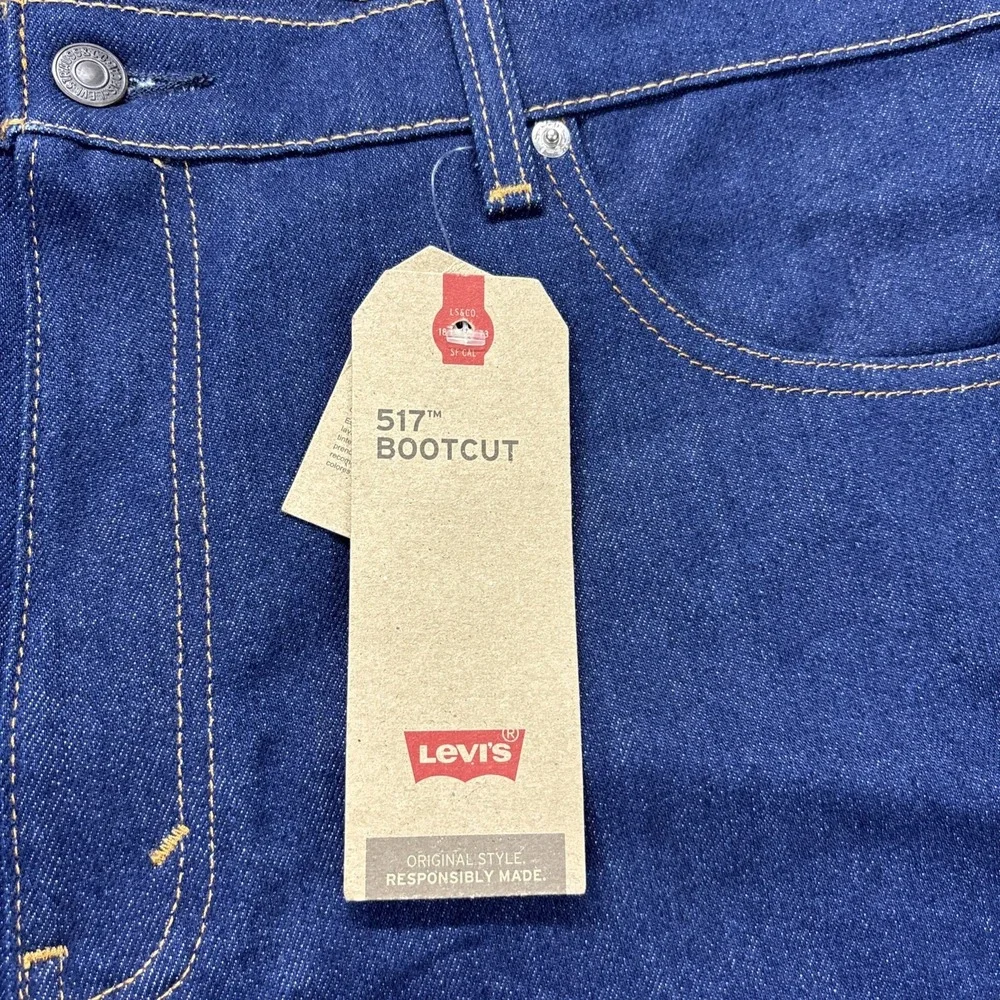 Levis 517 Bootcut Jeans Mens 36x34 Blue Denim Dark Wash Western Cowboy Work NWT